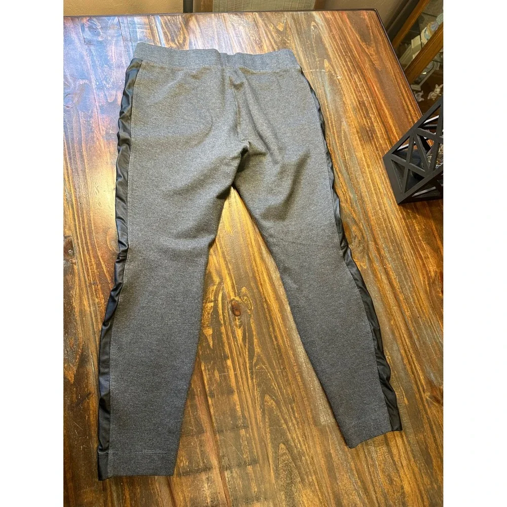 WHITE HOUSE‎ BLACK MARKET Gray Leggings Faux Leather Side Stripe Women's Medium
